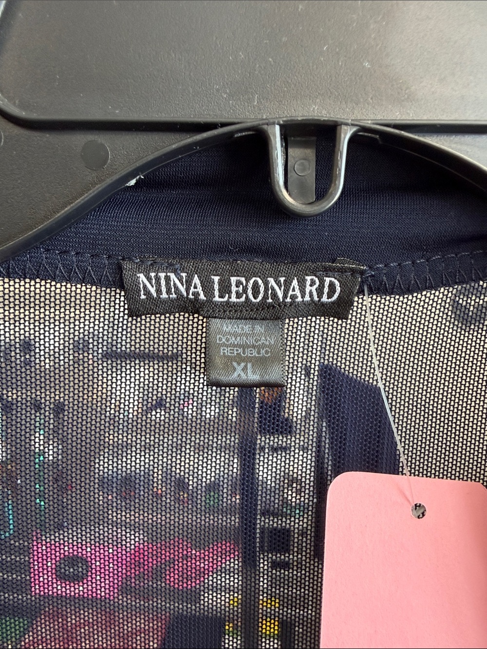 Nina Leonard Navy Ruffle-Front Sheer-Back Cardigan - Picture 2 of 5